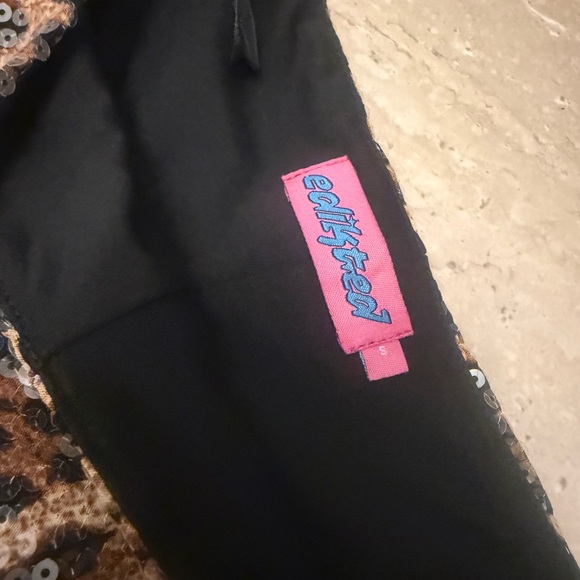 Edikted Leopard Sequin High Waist Shorts - Picture 2 of 3